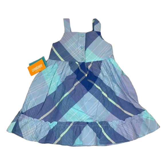 NWT Gymboree Blue Allover Plaid Cotton Poplin Smocked Dress - Picture 2 of 10